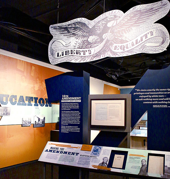 Photo of First Amendment display in Civil War and Reconstruction exhibit