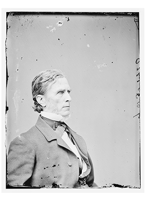 Glass negative from Brady-Handy photograph collection of Hon. Wm. Pitt Fessenden of Maine, torso-head- and-shoulders seated portrait.