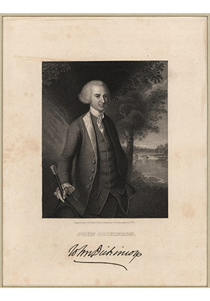 Engraving by J.B. Forrest, art by Charles Wilson Peale of John Dickinson portrait, 1834-1870.